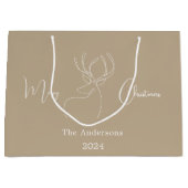 Abstraktes Rentierbeige Große Geschenktüte (Vorderseite)