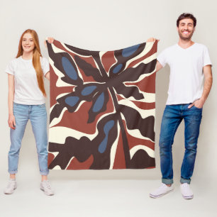 Abstraktes Retro-Blattmotiv Fleecedecke