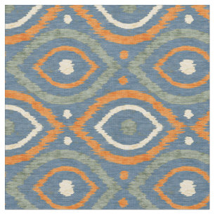 Abstraktes Retro-Design im blauen Ikat navajo-Stil Stoff