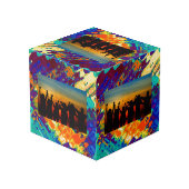 Abstraktes Retro-Design Würfel (Rückseite Schrägansicht)