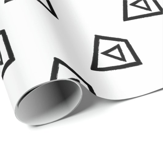 Abstraktes Retro-Dreieck in Schwarz und Weiß Geschenkpapier (Rolleneckpunkt)
