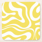 Abstraktes Retro-Flüssig-Muster in Gelb Rechteckiger Pappuntersetzer (Vorderseite)