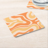 Abstraktes Retro-Flüssig-Muster in weichem Orange Rechteckiger Pappuntersetzer (angewinkelt)