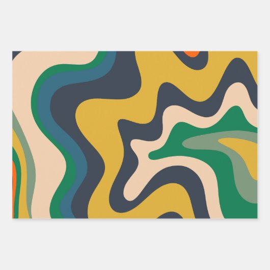 Abstraktes Retro-Flüssig-wirbelmuster Geschenkpapier Set (Vorderseite)