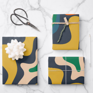 Abstraktes Retro-Flüssig-wirbelmuster Geschenkpapier Set
