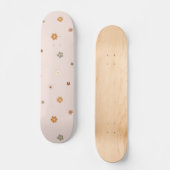 Abstraktes Retro Hippie Floral Muster Baby Pink Skateboard (Vorderseite)