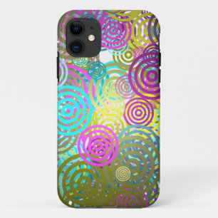 Abstraktes Retro Kreismuster iPhone 11 Hülle