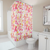 Abstraktes Retro-Marmormuster Rosa Gelb Duschvorhang (Beispiel)
