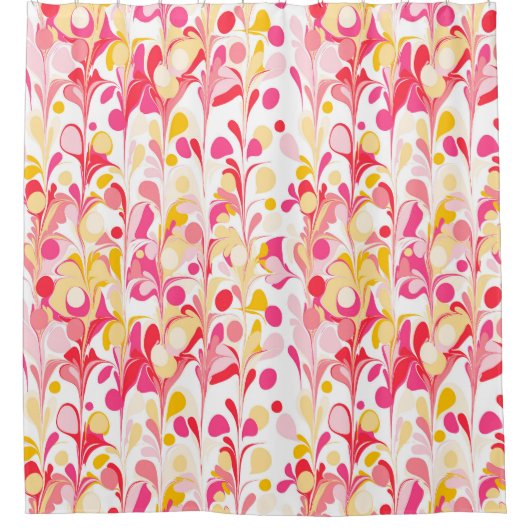 Abstraktes Retro-Marmormuster Rosa Gelb Duschvorhang (Vorderseite)