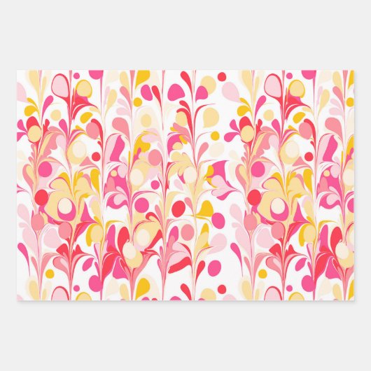 Abstraktes Retro-Marmormuster Rosa Gelb Geschenkpapier Set (Vorderseite 2)