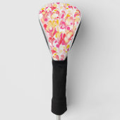Abstraktes Retro-Marmormuster Rosa Gelb Golf Headcover (Vorderseite)