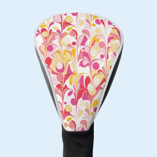 Abstraktes Retro-Marmormuster Rosa Gelb Golf Headcover