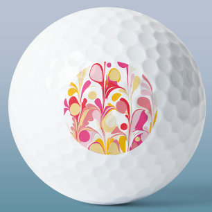 Abstraktes Retro-Marmormuster Rosa Gelb Golfball