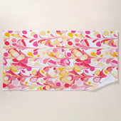 Abstraktes Retro-Marmormuster Rosa Gelb Strandtuch (Vorderseite)