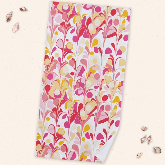 Abstraktes Retro-Marmormuster Rosa Gelb Strandtuch