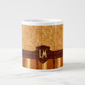 Abstraktes Retro Monogramm-bernsteinfarbiges Jumbo-Tasse (Vorderseite)