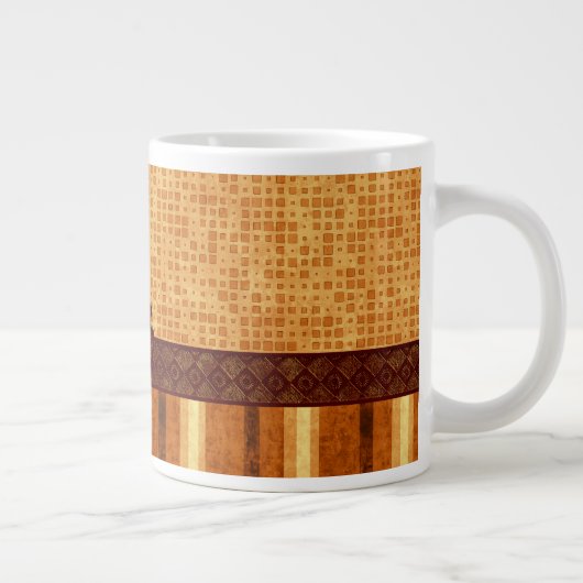 Abstraktes Retro Monogramm-bernsteinfarbiges Jumbo-Tasse (Rechts)