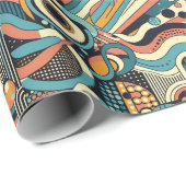 abstraktes Retro-Muster aus den 70er Jahren Geschenkpapier (Rolleneckpunkt)