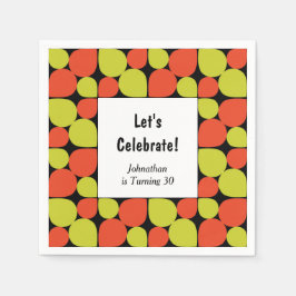 Abstraktes Retro Muster Geburtstag Serviette