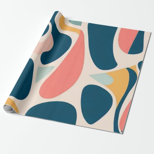 Abstraktes Retro-Muster Geschenkpapier (Ungerollt)