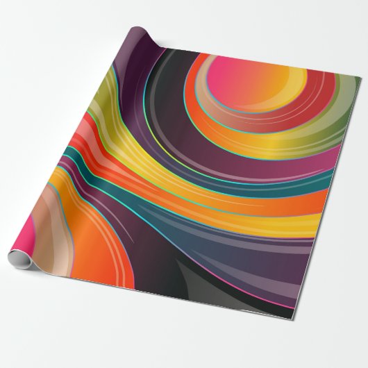 Abstraktes Retro-Muster Geschenkpapier (Ungerollt)