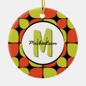 Abstraktes Retro-Muster Mit Monogramm Keramikornament (Vorne)
