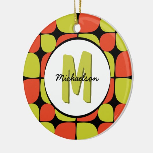 Abstraktes Retro-Muster Mit Monogramm Keramikornament (Links)