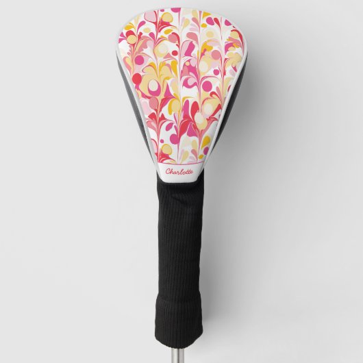 Abstraktes Retro-Muster Rosa Personalisiert Golf Headcover (Vorderseite)