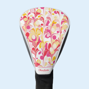 Abstraktes Retro-Muster Rosa Personalisiert Golf Headcover