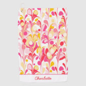 Abstraktes Retro-Muster Rosa Personalisiert Golfhandtuch (Vorderseite)