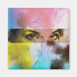 Abstraktes Retro-Pop-Art Quadratischer Magnet