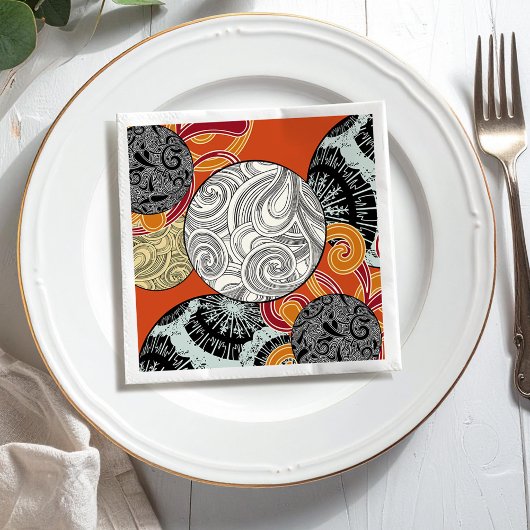 Abstraktes Retro-Strudelmuster Serviette