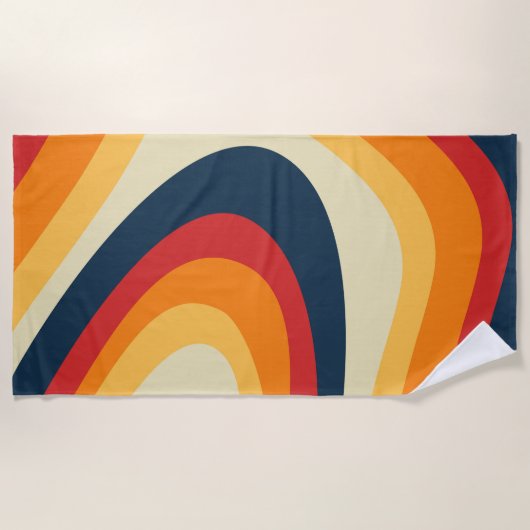 Abstraktes Retro-Wellendesign Strandtuch (Vorderseite)