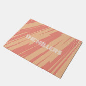 Abstraktes Retrodesign in Rosa und Orange Fußmatte (Schrägansicht)