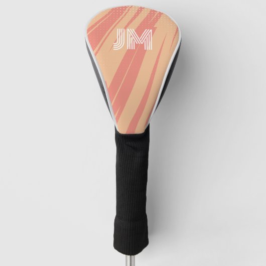 Abstraktes Retrodesign in Rosa und Orange Golf Headcover (Vorderseite)