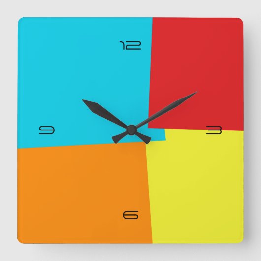 Abstraktes retrogeometrisches Muster #4 Quadratische Wanduhr (Vorderseite)