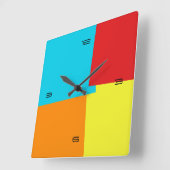 Abstraktes retrogeometrisches Muster #4 Quadratische Wanduhr (Winkel)
