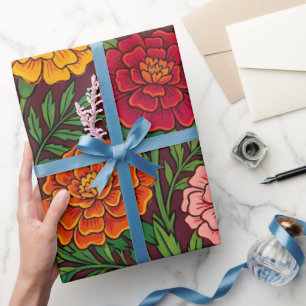 Abstraktes Ringelblumen-Schmetterlingsgarten-Gesch Geschenkpapier