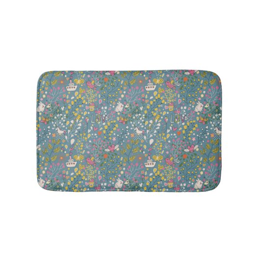 Abstraktes romantisches Muster mit Cartoon Badematte (Vorderseite)