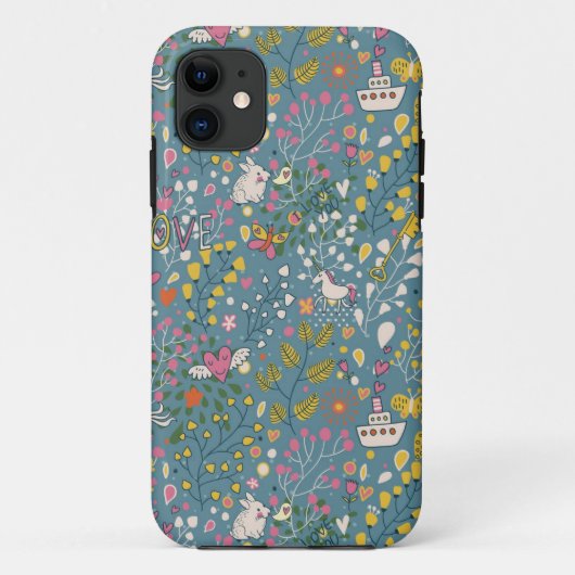 Abstraktes romantisches Muster mit Cartoon Case-Mate iPhone Hülle (Rückseite)