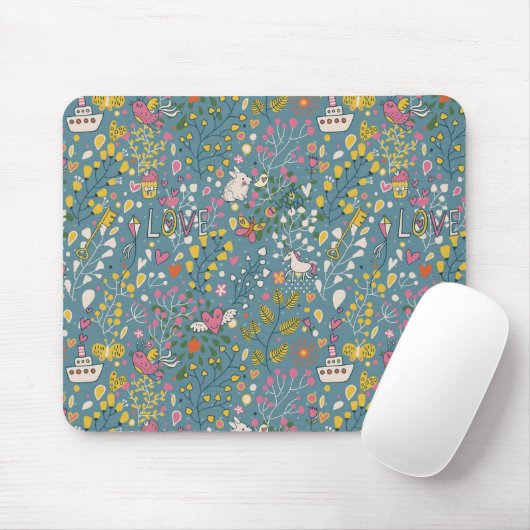 Abstraktes romantisches Muster mit Cartoon Mousepad (Mit Mouse)
