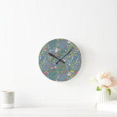 Abstraktes romantisches Muster mit Cartoon Runde Wanduhr (Zuhause)