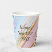 Abstraktes Rosa Blau Gold Happy New Year 20xx Pappbecher (Vorderseite)