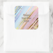 Abstraktes Rosa Blau Gold Happy New Year 20xx Quadratischer Aufkleber (Tasche)