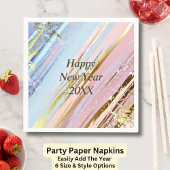 Abstraktes Rosa Blau Gold Happy New Year 20xx Serviette