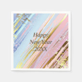 Abstraktes Rosa Blau Gold Happy New Year 20xx Serviette (Vorderseite)