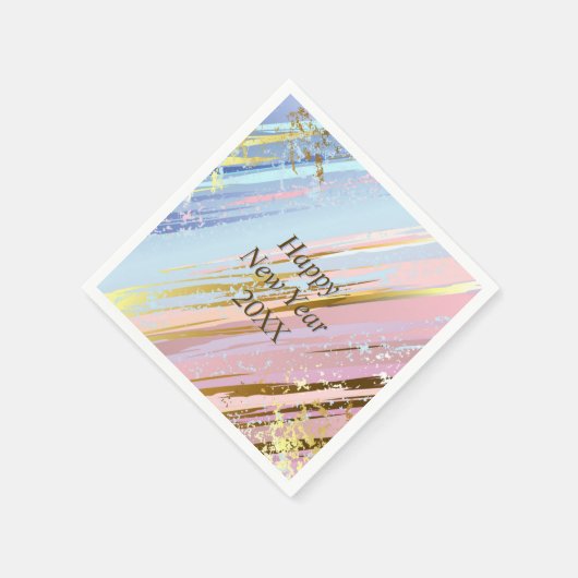Abstraktes Rosa Blau Gold Happy New Year 20xx Serviette (Ecke)