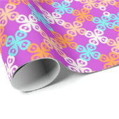 Abstraktes rosa blaues Blumenmuster Geschenkpapier (Rolleneckpunkt)