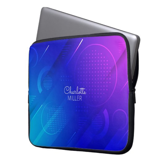 Abstraktes rosa-blaues Muster mit Individuelle Nam Laptopschutzhülle (Vorderseite Links)
