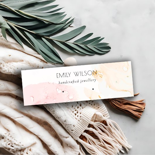 Abstraktes rosa blaues Wasserfarbenfeld - Ohrenbil Mini Visitenkarte